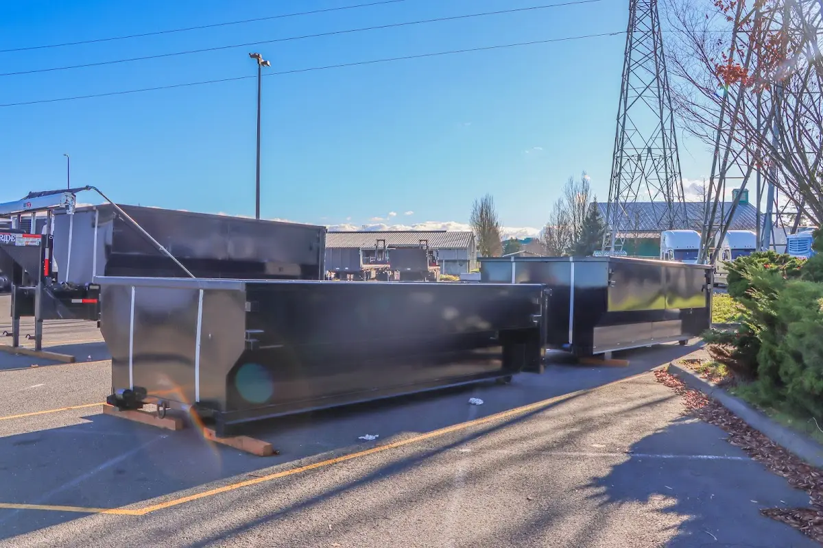 Roll-off dumpster ready for waste disposal at job site for Construction Dumpster Rental in Edgewater